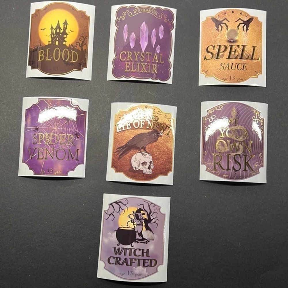 Halloween Creepy Apothecary Bottle Labels Potion Peel‎ and Stick